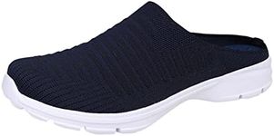 Slip-on Shoes Women's Open Back Trainers Women's Black Slip On Single Shoes Unisex Slippers Lightweight Breathable Slippers Slip On Walking Leisure Shoes for Women Men Boat Sports Shoes, darkblue, 6