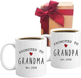 SUUURA-OO Promoted to Grandma Grandpa Mugs Set New Grandparents 2024 Gift, Est 2024 Pregnancy Reveal Announcement Gift, Baby Reveal Surprise Publicity Mug Gifts, Promoted to Be Grandparents Mug