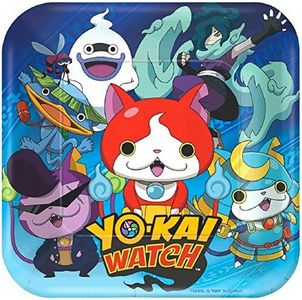 Amscan 541740 Yo-Kai Watch Square Plates, 7", Party Favor, Multicolor, One Size