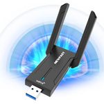 NEWFAST 5400Mbps WiFi Dongle Tri-band USB 3.0 WiFi 6E Adapter Wireless Adapter For PC, 6G/5G/2.4G, MU-MIMO, Beamforming Technology, WPA3 WiFi 6E Dongle for Gaming, Windows 10/11 Only, Built-driver