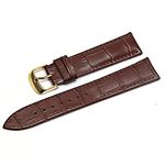 Ewatchaccessories 22mm Genuine Leather Watch Band Strap Fits Pilot, Abyss, Colt, Superocean, Bentley Brown Yellow Buckle