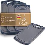 Exitoso Cutting Boards Kitchen Set of 3 - BPA Free Large Cutting Board Set Dishwasher Safe - Non Slip Plastic Chopping Boards with Juice Groove - Planche a Decouper - Cheese Board for Home Essentials