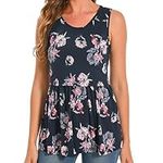 Bearsland Women's Maternity Nursing Tank Tops Sleeveless Scoop Neck Soft Breastfeeding Shirt,Grey Flower,XXL