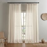 Joydeco Linen Curtains for Living Room,Semi-Sheer Curtains 90 Inches Long,Living Room Curtains 2 Panel Sets,Cream Curtains Pinch Pleated Curtains & Drapes(W52 x L90 Inch, Linen)