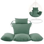 Swing Egg Chair Replacement Cushion, Foldable Water-Resistant Hanging Basket Swing Chair Cushion with Headrest Pillow, Outdoor Porch Backyard Patio Hammock Swing Replacement Cushions (Bottle Green)