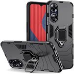 Hybrid Case for Oppo A58 4G (6.72 Inch), FORZARMOR Armor Rugged Cell Phone Cover, A58 Case with Metal Ring Kickstand Shockproof Military Grade (Black)