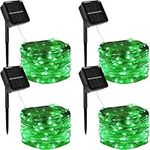 Twinkle Star 4 Pack Outdoor Solar String Lights, 39.4 FT 120 LED Solar Powered Christmas Decorative Fairy Lights with 8 Modes, Waterproof Light for St. Patrick's Day Patio Yard Wedding Party, Green