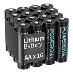 POWEROWL Lithium AA Battery - Pack of 16, 1.5V Double A Battery, High Capacity Long Lasting AA Lithium Batteries (Don’t Recharge)