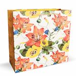 VESTTA -ELEGANCE REDEFINED Gift Paper Bag, Large, 12 (L) X 4.5 (B) X 12 (H) Inches, Yellow Floral Print For Weddings, Engagements, Anniversaries, Birthdays, Diwali, Christmas - 1 Count