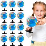 12 Pcs World Globe for Kids Learning Rotating World Map Globes Educational Globes with Stand 3.4 Inches Kids Mini Globe Desk Classroom Decorative Globe for Kids Geography Table Decor, Blue