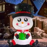 Fanshunlite 8FT Christmas Giant Inflatable LED Light Large Snowman Blow Up Yard Decorations for Xmas Home Garden Family Prop Lawn Holiday Indoor Decor, Big Head Snowman