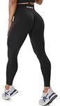 JOYSPELS Butt Lifting Gym Leggings for Women - Seamless Ruched Scrunch Bums Leggings Workout Running Activewear Sports Womens Yoga Pants Black M