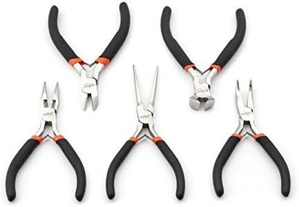 HORUSDY 5-Piece Mini Precision Pliers Set,End cutting pliers,Long Nose Pliers,Flat Nose Pliers,Bent Long Nose Pliers