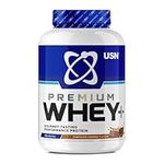 USN Whey+ Chocolate Caramel Protein Powder 2kg - Muscle Building & Recovery Protein Shakes with 4.8g BCAA Profile, Fast Absorption and Delicious Flavours