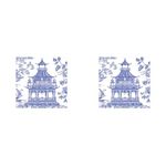 Chinoiserie Toile Pagoda Blue Caspari Cocktail or Tea Napkins Paper 25 cm Square 20 in Pack (Pack of 2)