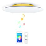 chysongoods Music LED Ceiling Light with 2 Bluetooth Speaker Remote Control Dimmable APP RGB Color Change as Modern Smart Lamp for Living Room Kitchen Bathroom Lounge