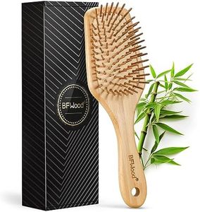 BFWood Bamboo Paddle Hairbrush with Bamboo Bristles for Massaging Scalp