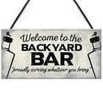 RED OCEAN Backyard Bar Garden Hanging Plaque Alcohol Man Cave Vintage Beer Gin Shed Sign Decor Gift