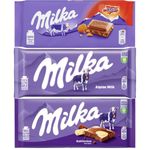 Chocolate Bar Bundle With Milka Alpine Daim Milk Chocolate Bar 100g, Milk Chocolate Bar 100g and Cow Spot Chocolate Bar 100g (3 Pack)