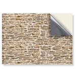 Stick & Go Repositionable Self Adhesive Dolls House Wallpaper 1:12 Scale (1 Sheet) - Old Drystone Wall - No. 205