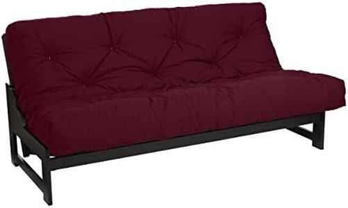 Mozaic Full Size 8-Inch Cotton Twill Gel Dual Memory Foam Futon Mattress, Burgundy