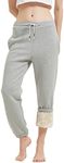 Gihuo Women's Sherpa Lined Sweatpants Winter Warm Fleece Lined Sweatpants with Pockets Fleece Jogger Pants Athletic (Light Grey, Medium)
