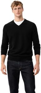 State Cashmere Men's Essential V-Neck Sweater 100% Pure Cashmere Classic Long Sleeve Pullover (Black, Small)