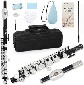 Kmise Closed Hole C Piccolo, Professional Nickel Silver Body with Bronze Finish, Includes Gig Bag, Manual and Cleaning Kit, for Beginners and School Bands (Matte Black)