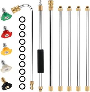 aleawol Gutter Cleaning Tool Pressure Washer Extension Wand Set, 4000 PSI High Pressure Washer Gun Extension Rod, Roof Cleaner Lance with 5 Pcs Nozzle Tips, 1/4 Inch Quick Connect, 10 Pcs Rubber Ring