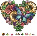 ZenChalet - Flower Heart Jigsaw Puzzles for Adults 200 Piece - Unique Wooden Puzzles for Adults, Cool Puzzle Brain Teaser - Great Gift for Friends and Family