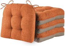 ELFJOY Chair Cushions for Dining Chairs Set of 4 Office Chair Cushion 18x18x3 Inches Kitchen Chair Pads Soft and Comfortable Seat Cushion with Ties and Non Slip Backing, Orange