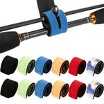 TAIXING 12Pcs Fishing Rod Straps, Adjustable Neoprene Ties Straps for Fishing Rod Fix, Elastic Fishing Rod Belt Ties, Gear Strap Spinning Rod Sea Rod Feeder Rod Carp Rod Wrap Protectors（6 colors）