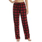 1-2 Pack Women's Plaid Pyjama Bottoms Fleece Checked Pjs Pants Soft Drawstring Lounge Sleepwear for Ladies