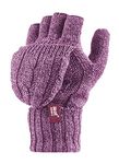 HEAT HOLDERS - Womens Thermal Converter Fingerless Cable Knit 2.3 tog Gloves (Rose)