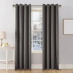 CUCRAF 100% Blackout Curtains Grey Curtains 84 Inch Drop 2 Panels Soft Texture Energy Saving Sun Blocking Eyelet TopThermal Curtains for Bedroom Living Room 52 X 84 Inch, Grey