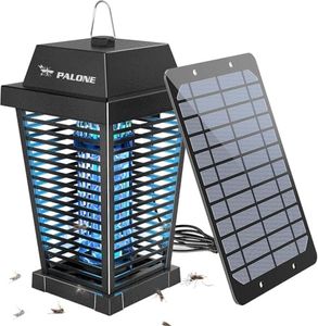 PALONE Electric Solar Insect Killer, Rechargeable 2600 mAh/4500 V USB C Electric Mosquito Lamp with 7.5 W/5 V Solar Panel & 3.6 m Type C Cable for Camping, Garden, Indoor