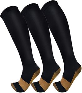 3 Pairs Compression Socks 15-20 mmHg - Compression Stocking Best Support for Running, Swelling, Nurse, Flight, Nurses,Travel,Flying (Copper, Small-Medium)