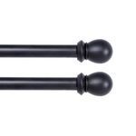 Kenney Scroll Bracket Double Window Curtain Rod Set, 28 to 48-Inch, Black