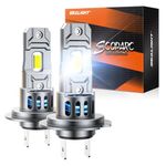 SEALIGHT S2S H7 LED Headlight Bulbs, Low Beam 1:1 Mini Size 26000LM 6500K with 14000RPM Cooling Fan, H7 Halogen Replacement, Plug-N-Play, Pack of 2