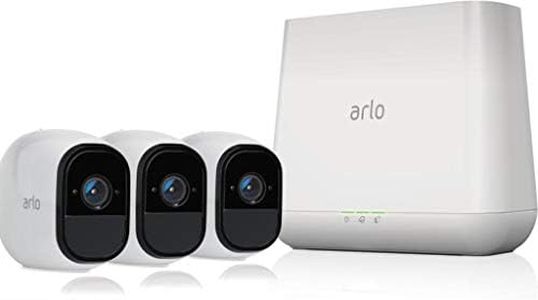 Arlo Technologies Pro -Wireless Home Security Camera System with Siren|Rechargeable,Night Vision,Indoor/Outdoor,HD Video,2-Way Audio,Wall Mount|Cloud Storage Included|3 Camera Kit (VMS4330), White