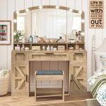 usikey Farmhouse Vanity Desk with L