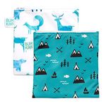 Bumkins Sandwich Bag/Snack Bag, Reusable Fabric, Washable, Food Safe, BPA Free, 7x7 - Wildlife & Outdoor Pack of 2