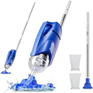 2025 S1 Pro Pool Vacuum for Above Ground & Inground Pools - Cordless Handheld Cleaner w/18.5GPM Suction, Telescoping Pole(20-69in), 2 Brush Heads - Ideal for Leaves, Debris, Sand, for Spas & Hot Tubs