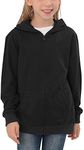 GORLYA Girls Hoodie Sweatshirt Solid Full Zip Jacket Casual Classic Tops for 4-14T (GOR1095, 10Y, Black)