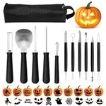 21Pcs Halloween Pumpkin Carving Kit with Stencils, Professional Heavy Duty Stainless Steel Sculpting Tools Set with Carrying Bag for Adults & Kids, Halloween Decoration Jack-O-Lanterns (Black)