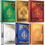 Premium Metalluxe Bicycle Playing Cards Collector's Bundle - Set of 6 Decks in Stunning Gold, Green, Red, Silver, Orange, and Blue Finishes