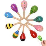 Baby Maracas, 5Pcs Wooden Maracas Baby, Colorful Baby Musical Instrument for Party Favors Education Instrument Percussion Shaker Toy for Babies Kids