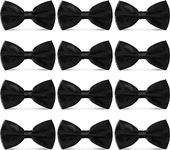 Stibest 12pcs Men's Pre-tied Adjustable Formal Premium Bow Tie Tuxedo Solid Bow Ties, Black, Standard