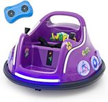 HONEY JOY Kids Ride On Car, 12V Electric Bumper Car for Children W/Remote Control, 360 Degree Spin, Flashing LED Lights, Built-in Music & Wireless Connection, Bumping Toy Cars (NO AA Batteries)