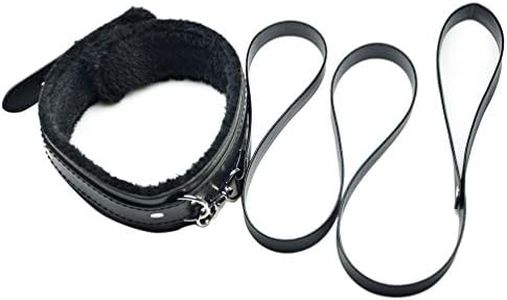 Hxiu General Faux Leather Soft Padded Choker Collar With Detachable Leash Whips ，Black (Thin)